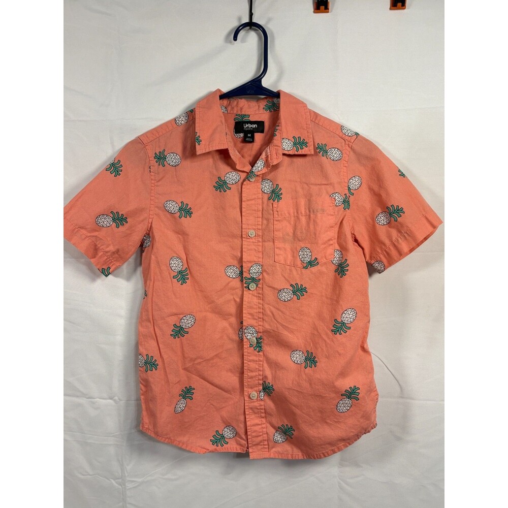 Boy's URBAN PIPELINE Pineapple Theme Button-Up Shirt - Size Medium